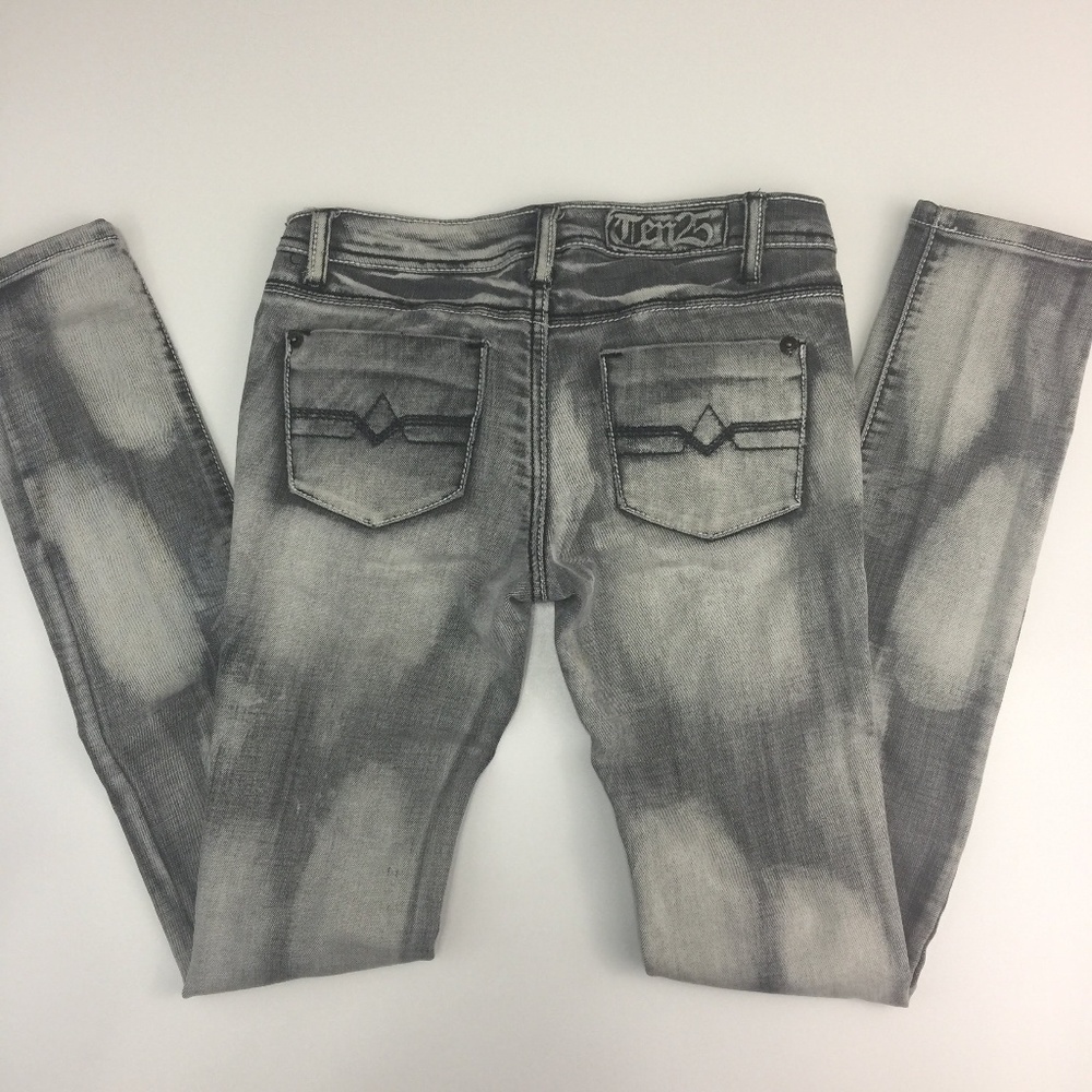 Ten 25 Distressed Gray/White Tie-Dyed Jeans Sz. 0